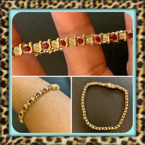 🔥🔥SUPER SALE🔥🔥PRICE FIRM✅👑Beautiful Genuine Ruby Diamond Gold Bracelet - Picture 1 of 14